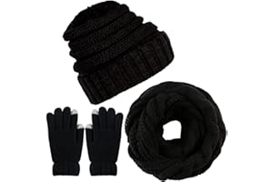 CheChury Conjunto de Gorro de punto Invierno Bufanda Circular 2 Piezas Gorras Cuello Cálida Caliente Calentar Sombreros Beanie de Punto Regalos para Mujer Hombre