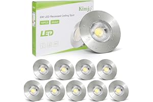 Kimjo Faretti LED da Incasso Soffitto, 6W Luci da Incasso Led Faretto LED Interno IP44, Incasso Faretto Bianco Freddo 6000K, Faretti Incasso LED 60-65mm 600lm per Bagno Cucina Soggiorno Set di 10