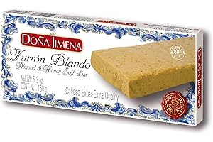 DOÑA JIMENA - Dolce alla Mandorla Morbido con Miele e Mandorle, Senza Glutine, Consistenza Cremosa, Dolce Natalizio, Ricetta Artigianale, Qualità Extra, Torrone tradizionale, 150 g