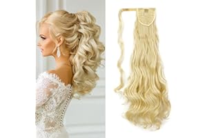 Gairyan Coda Capelli Extension Coda Finta Capelli Ricci Coda di Cavallo Extension Clip Wrap Ponytail Estensione Posticci per Capelli Mossi Parrucchino Ondulati Lungo 24" per Donna - Bleach Blonde
