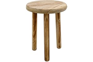 Spetebo Holz Blumenhocker geflammt mit 3 Beinen - 23 cm - Massivholz Deko Hocker rund klein im Used Look - Landhaus Pflanzenhocker Blumenständer Pflanzenständer Podest für Zimmerpflanzen