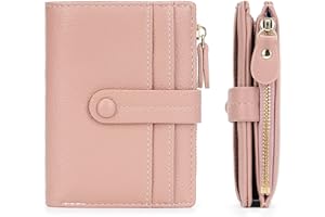 HKCLUF Portafoglio Donna Piccolo, RFID Portamonete in Pelle Cerniera Porta Carte di Credito con Tanti Scomparti(A04-Rosa)