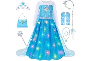 Meland Prinzessin Kleid Mädchen, Prinzessin Kostüm Mädchen 8 Stück Set Inklusive Juwelen, Handschuhe, Zauberstab, Dress Up für 3-10 Jahre