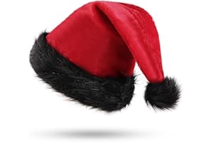 KONVINIT Christmas Hat - Adult Santa Claus Hat Plush, Deluxe for Men and Women, Xmas Party, Santa Costume, Red
