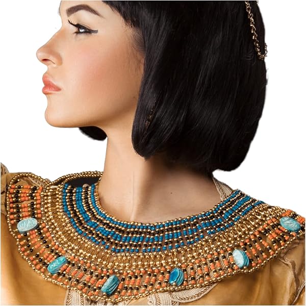 Wholesale Set Of 12 Belly Dance Egyptian Cleopatra Necklaces With 9 Scarabs – Halloween Costume