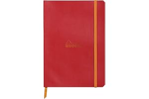 RHODIA 117413C - Carnet Souple Coquelicot - A5 14,8 x 21 cm - Ligné - 160 pages - Papier Clairefontaine Ivoire 90 g/m² - Marque-Page, Fermeture Élastique - Couverture Simili Cuir