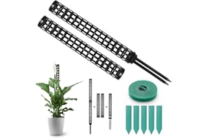 LANGRAY Tutores para Plantas, 2 Piezas Soportes Plantas Interior, Palo de Musgo de Plástico, Postes de Musgo para Jardín Extensión Ayuda Escalada Trepadoras Monstera Moss Tutor Coco, Negro 50cm