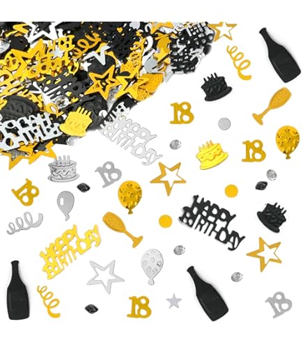 Coriandoli Compleanno Argento Oro Nero - Confezione Da 500 Pezzi Per Feste, Decorazioni Tavola