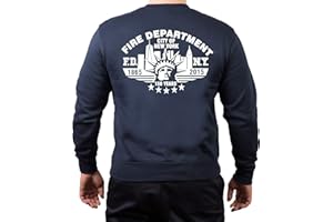 FEUER1 Sweatshirt Navy, New York City Fire Dept.150 Years 1865-2015