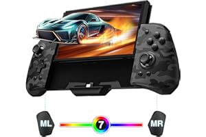 PALPOW Hall Effect Switch Controller for Nintendo Switch/OLED One-Piece JoyPad, Ergonomic Switch Handheld Controller with/RGB/Turbo/Mapped Switch Pro Controller - Black Camo