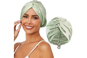 OTO BELLA Adjustable Silk Satin Hair Bonnet for Sleeping, Double Layer Hair Wrap Sleep Cap Turban for Women Men, Curly Straight Hair Long Large Braid Unisex