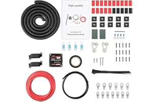 GEARCELL 5M 12V 140A Split Charge Relay Kit, Dual Smart Battery Isolator & 16mm 110amp Cable, VSR Voltage Sensitive Relay System for ATV, RVs, Trucks, Motorhomes, Boats