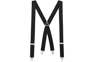 B&S TRENDZ Adjustable Unisex Adult Child Elastic Clip-on Brace Suspender Y back Neon Belt,Black