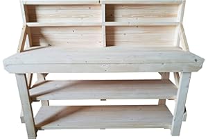ARBOR GARDEN SOLUTIONS ACORN Wooden Workbench With Double Shelf and Back Panel - Handmade Heavy Duty Work Table - Made From Construction Grade Timber (8ft)