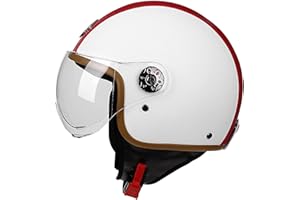 LETIAN Casco Moto In Pelle Retrò Aperto 3/4, Approvato DOT/ECE Con Mezzi Caschi Stile Vintage, Per Casco Jet Scooter Bici Cruiser Chopper Ciclomotore C,L