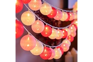 YeahBoom Guirlande Lumineuse Coton Boules Alimenté par Pile,300CM 20LED Guirlande Lumineuse Boule,pour Noël Halloween Anniversaire Mariage Chambre Enfant Fête