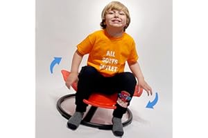 ALLSORTSOUTLET Kids Sensory Spinning Fish Chair | Autism-Friendly Toy Swivel Spin Seat | Special Educational Needs | Rotating Sitting Stool | Balance & Coordination Training | 3+ Years (Red)
