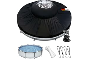FoundGo 2in1 Poolkissen (mit Poolabdeckung) - geeignet für 3 m, 360 und 366 cm runde Pools - Luftkissen für Winterpool + Poolabdeckung - Perfekter Schutz bei