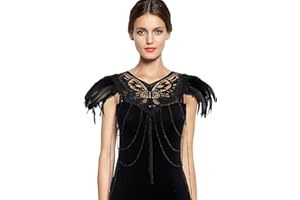 keland Gothic Black Feather Epaulette Mantle Lace Body Chain Armor Halloween Party Shawl Shrug