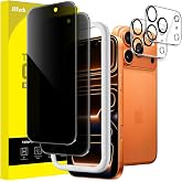 JETech Privacy Screen Protector for iPhone 17 Pro Max, 2+2 Units | Anti-Spy Tempered Glass Camera Lens Protector, Easy Instal