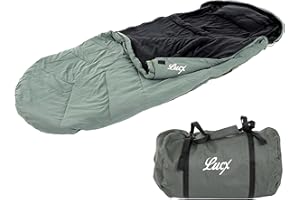 Saco de dormir Lucx® Nightcat, para pesca de carpas y pesca nocturna, saco de dormir de pesca, saco de dormir de pesca, saco de dormir para 5 estaciones, verde oliva, 28 x 28 x 52 cm