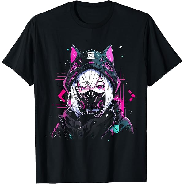 Camiseta Manga Corta De Chica Anime Con Sonrisa Malvada | Estilo Kawaii Y Vaporwave | Regalo Para Fans De La Cultura Japonesa, Otakus Y Amantes Del Manga | Unisex Y Ligera