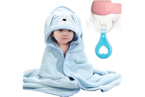 DKDDSSS 2PCS Handtuch Kapuze Badetuch Baby, Babyhandtuch Set, Kapuzenhandtuch Baby Super Saugfähiges, Weiches Badeponcho Baby Badetuch für Babybaden Unisex, Blue