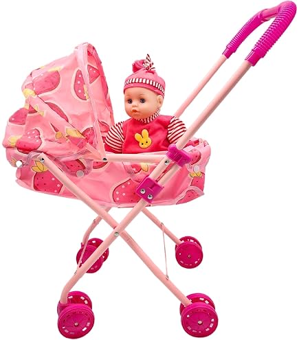 Pillowhale Wooden Baby Walker & Doll Stroller - 2-in-1 Adjustable Push Cart, Anti-Tip, Quiet Wheels - Montessori Toy For Toddlers 12m+