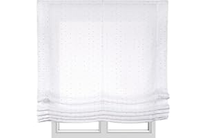 Estores Plegables sin Varillas Estor Plegable Textil translucido en Interior Ventanas y Puertas Cortinas Paqueto con cadeneta Persianas Romanas STORESDECO Lunares 150 x 175 cm
