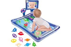 JOYLIVECY Inflatable Tummy Time Toys - Baby Sensory Toys Tummy Time Premium Water Mat with Mirror, Baby Toys 3 to 24 Months, Promote Development Baby Einstein Toys, Baby Boy&Girls Gifts, Portable