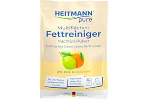 ‎HEITMANN PURE HEITMANN pure Multiflächen Fettreiniger Nachfüllbeutel | Natürliches Pulver zum Auflösen | sanft und umweltschonend | Starke Reinigungswirkung | Gegen Fett & Küchenschmutz | 25g