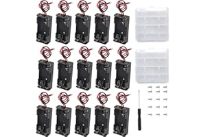 VISSQH 15 pcs AAA battery holder with Wire Leads,2 x 1.5V AAA Plastic battery holder housing with 2 pcs Plastic Battery Storage Box(3V)