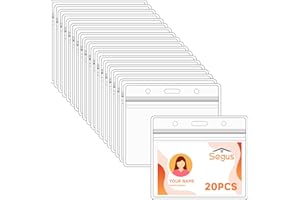 Segus Funda Tarjeta Identificación, 20 Piezas Funda Tarjeta de Plástico, Funda Tarjeta Horizontal, Portatarjetas Impermeables, para Profesores, Médicos y Estudiantes