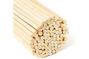 HOTKRUMP Palillos de madera para bricolaje, varillas de bambú, varillas de bambú para manualidades, maderas largas y redondas, varillas redondas de madera, para manualidades, decoración (0,6 x 30 cm)