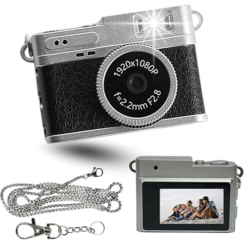 Mini Digital Camera with Filter Modes, 1920x1080p FHD Video, Flashlight & Keychain – Portable Cute Vlogging Camera for Travel, Gifts & Fun (Black)