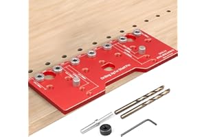 OJMHD Shelf Pin Jig, 1/4 Inch Shelf Pin Drilling Jig, Aluminum Alloy Cabinet Hole Drilling Template for Straight Holes Woodworking, Cabinet Hardware Jig