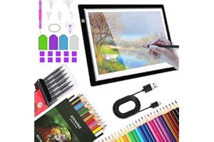 AOZZY Tablette Lumineuse A4, avec Câble USB, Luminosité Réglable, Crayons de Couleur, Crayons Graphites, Diamond Painting Accessoires, Pour Esquisse et Dessin, Calligraphie, Peinture Diamant, Aux Rayons X