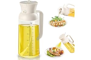 TENTA KITCHEN Spruzzino Olio per Friggitrice Aria, 2 in 1 Spruzzatore Olio da Cucina, 550ml Vetro Oliera Spray con Scala di Misurazione, Nebulizzatore Olio per Friggitrice Ad Aria, Insalata, BBQ, Grill (Bianco)