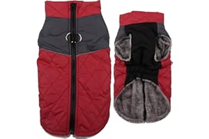 JoyDaog Warm Fleece Dog Coats for Small Dogs,D-Rings Waterproof Puppy Jacket for Cold Winter,Red S