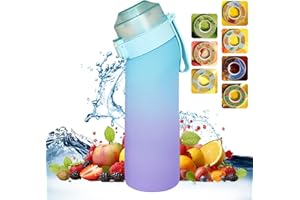 DPZO Air Gour Up Bouteille 650ML Avec 7 sul Saveur Gout Pods,Bouteille d'eau Parfumée Sans Avec Paille-0 Sugar 0 Crie et tasse d'eau (bleu dégradé+7 Gousses de Saveur)