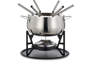 OS Oak & Steel ENGLAND Juego de Fondue de Lujo de 10 Piezas: Acero Inoxidable de Primera Calidad para una Experiencia Gastronómica Única - Regalo Ideal para Bodas, Novios y Aniversarios