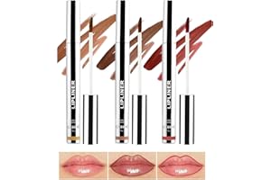 Gireatick Peel Off Lip Liner Stain, 3PCS Peel Off Tattoo Lip Liner with Matte Finish, Waterproof, Transfer-proof, Highly Pigmented Color (Light Brown/Dark Brown/Burgundy) (3pcs)