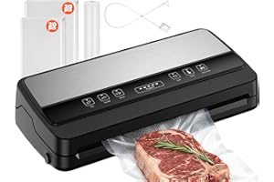 Acmeenjoy Macchina Sottovuoto Alimenti Professionale, 7 in 1 Macchina per Sottovuoto con Tubo/Taglierina Interna/Custodia Borsa, con 40 Sacchetti Sottovuoto e 28x600cm Rotoli Sacchetto