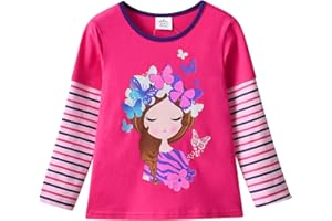 VIKITA Camiseta para Niña Bonita Camiseta Floral de T-Shirt Animales Lentejuelas para Niños 2-10 años