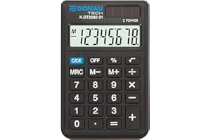 Calculadora DONAU Tech/K-DT2082-01 Función de raíz Cuadrada de 8 dígitos/ 97 x 60 x 11 mm/Color: Negro/Calculadora con Pantalla de 8 dígitos
