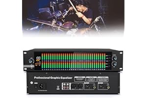 MOUNW Professional 2-Channel Graphic Equalizer, 31-Band Stereo Graphic EQ with LED Light Display 10 Preset Effects & Automatic Noise Reduction Low/Mid/Treble Independent Adjustment for Recording Studio