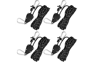 CATIME 4pcs Reflective Tent Guy Ropes, 4mm Tent Camping Cord with Pulley, Heavy Duty Guide Rope with Aluminum Adjuster, Tent Guy Ropes Lines for Awning Outdoor Camping Gazebo Hiking Picnics (Black)