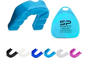 SialPro Mouth Guards for Boxing Men Adult Youth Junior Mouldable Mouthpiece Slim Fit Boil and Bite Gum Shield with Case MMA Hockey Rughby Basketball Judo Karate Martial Arts (Baby Blue, Adult)
