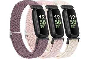Oumida 3 Pack Elastic Solo Loop for Fitbit Inspire 3 Straps & Fitbit Inspire 2/HR Straps for Women/Men Women Men, Adjustable Stretchy Braided Sport Replacement Wristbands