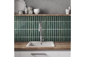 COMSTICKC Piastrelle Adesive Cucina Bagno 3D Verde - Mattonelle Adesive Bagno, 10 Pezzi Murali Autoadesivo Cucina Decorativi, Impermeabili e Facili da Pulire(30,5x30,5cm)